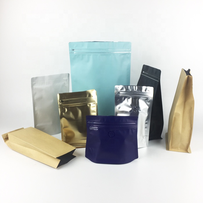定制箱底袋12盎司塑料咖啡袋与空气阀和Ziplock