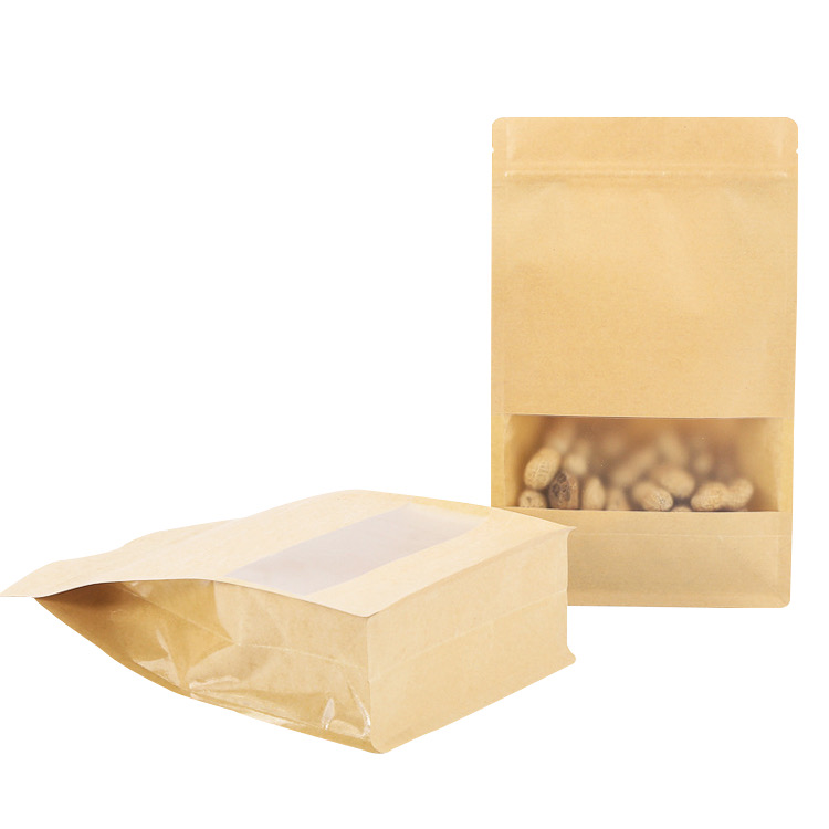 白色牛皮纸食物块底袋与清晰的遮罩窗口为食物定制茶包装