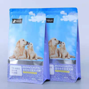 4LB定制铝箔衬里可重复使用平底塑料Ziplock宠物食品包装袋