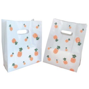 商品塑料购物袋Die Cut Handles完美零售/派对优惠/生日袋塑料购物