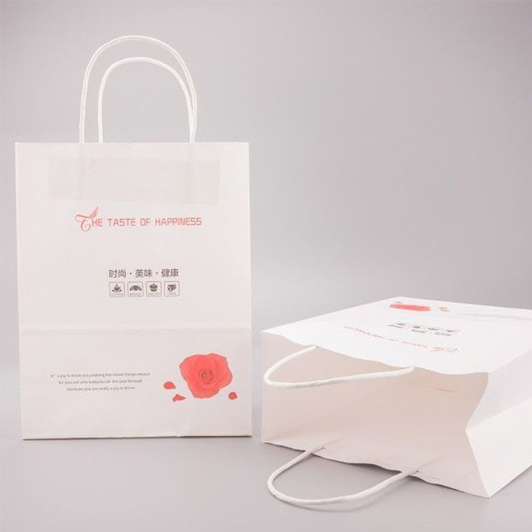 定制徽标服装购物袋包装礼品厂更便宜的棕色白色扭曲平板打印徽标