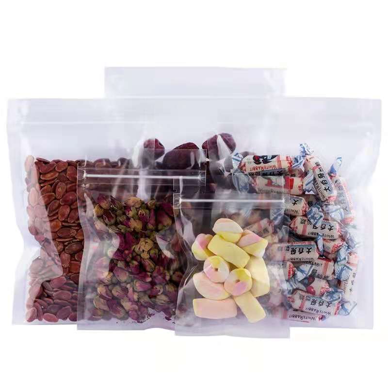 接受定制徽标颜色3侧密封塑料包装袋透明袋与拉链为食物