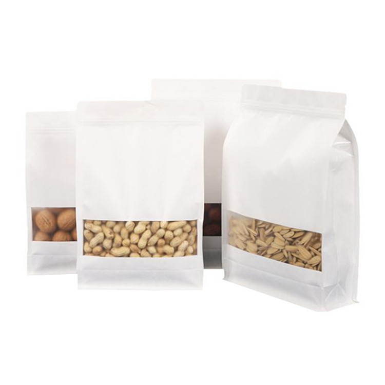 白色牛皮纸食物块底袋与清晰的遮罩窗口为食物定制茶包装